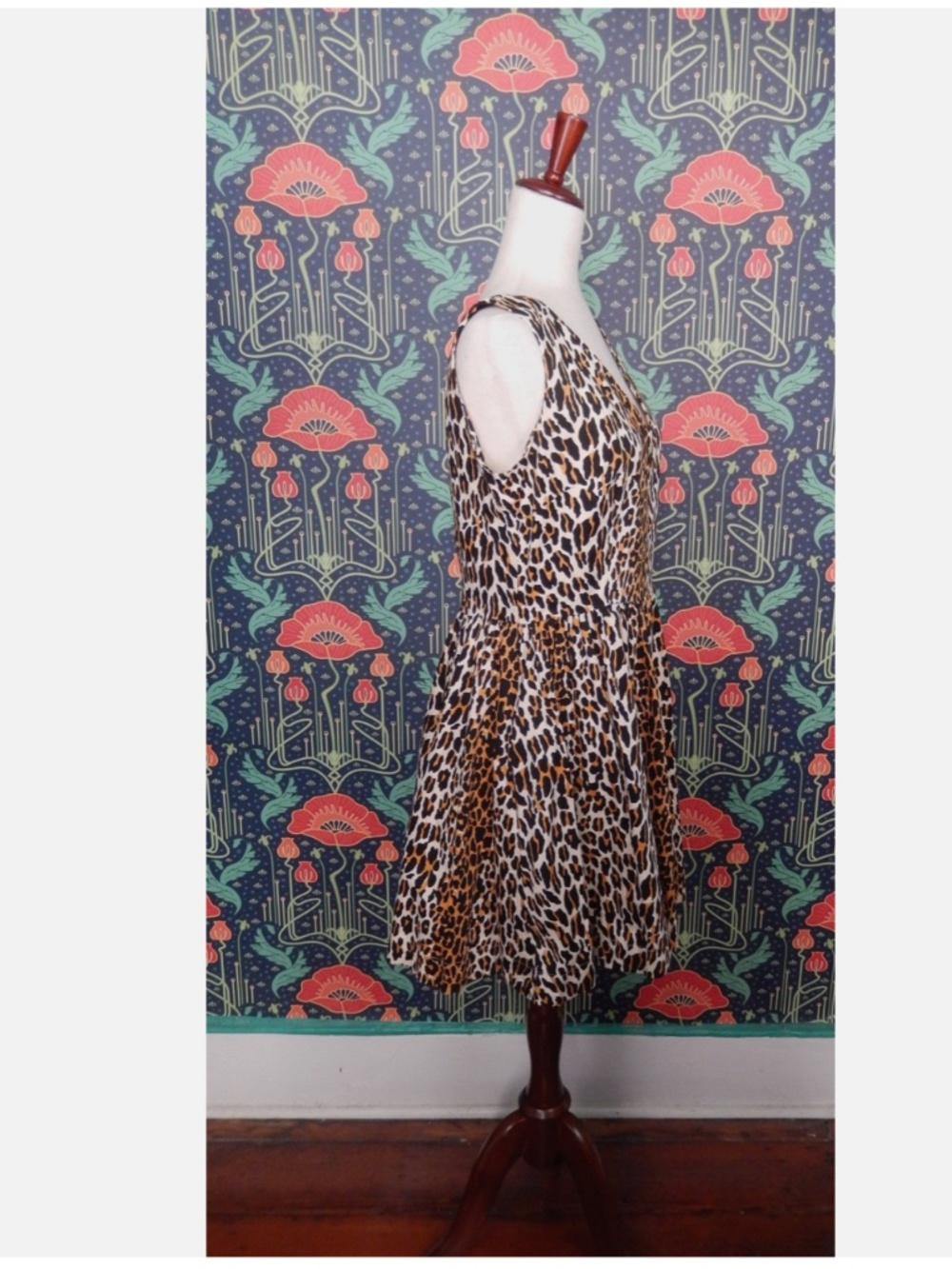 Trashy Diva Leopard Print Ballerina Circle V-Neck Sleeveless Dress 12 - Picture 5 of 6